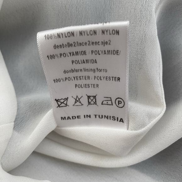 Sandro Lace Overlay Long Sleeve Scalloped Hem Mini Dress Black 3 S - Picture 6 of 8